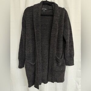 Barefoot Dreams CozyChic Cardigan Dark Heathered Carbon Black Small